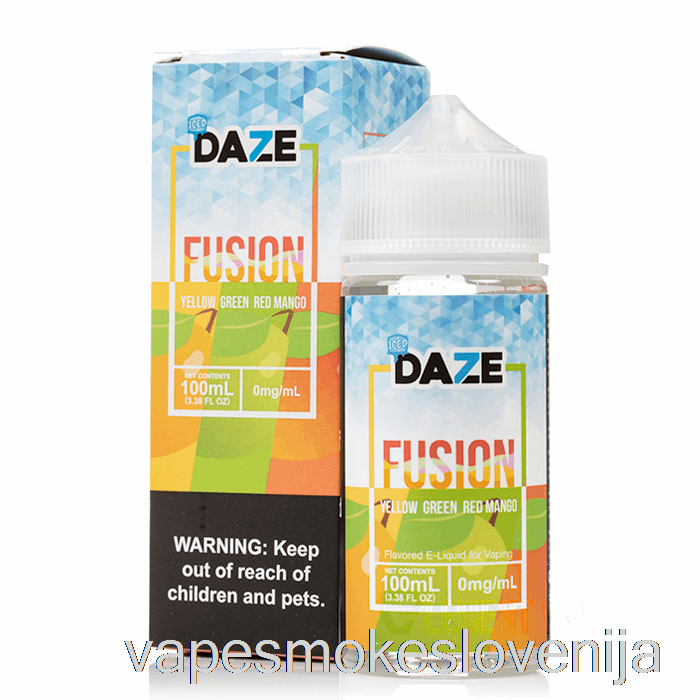 Vape Za Enkratno Uporabo Ledeno Rumeno Zeleno Rdeč Mango - 7 Daze Fusion - 100ml 0mg